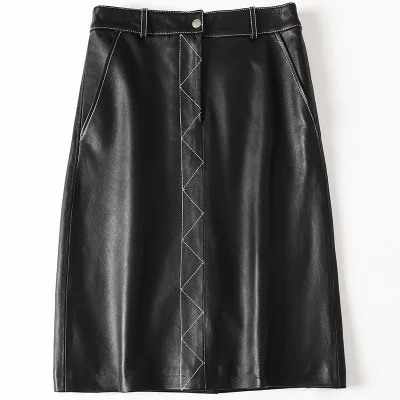 

Top brand New Fashion 2020 Genuine Real Sheep Leather Skirt H45 high quality