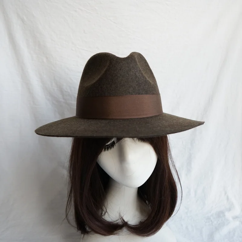 Korean Fashion Brown Panama Jazz Wool Hats For Men Women Caps Fall Winter British High-quality Retro Felt Hat Designer Style