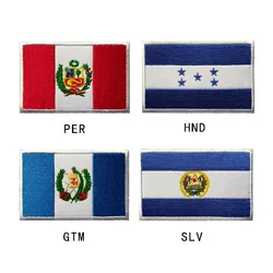 American Countries Peru Honduras Guatemala El Salvador Flag Embroidery Hook&Loop Patches Army Tactical Military Cloth Stickers
