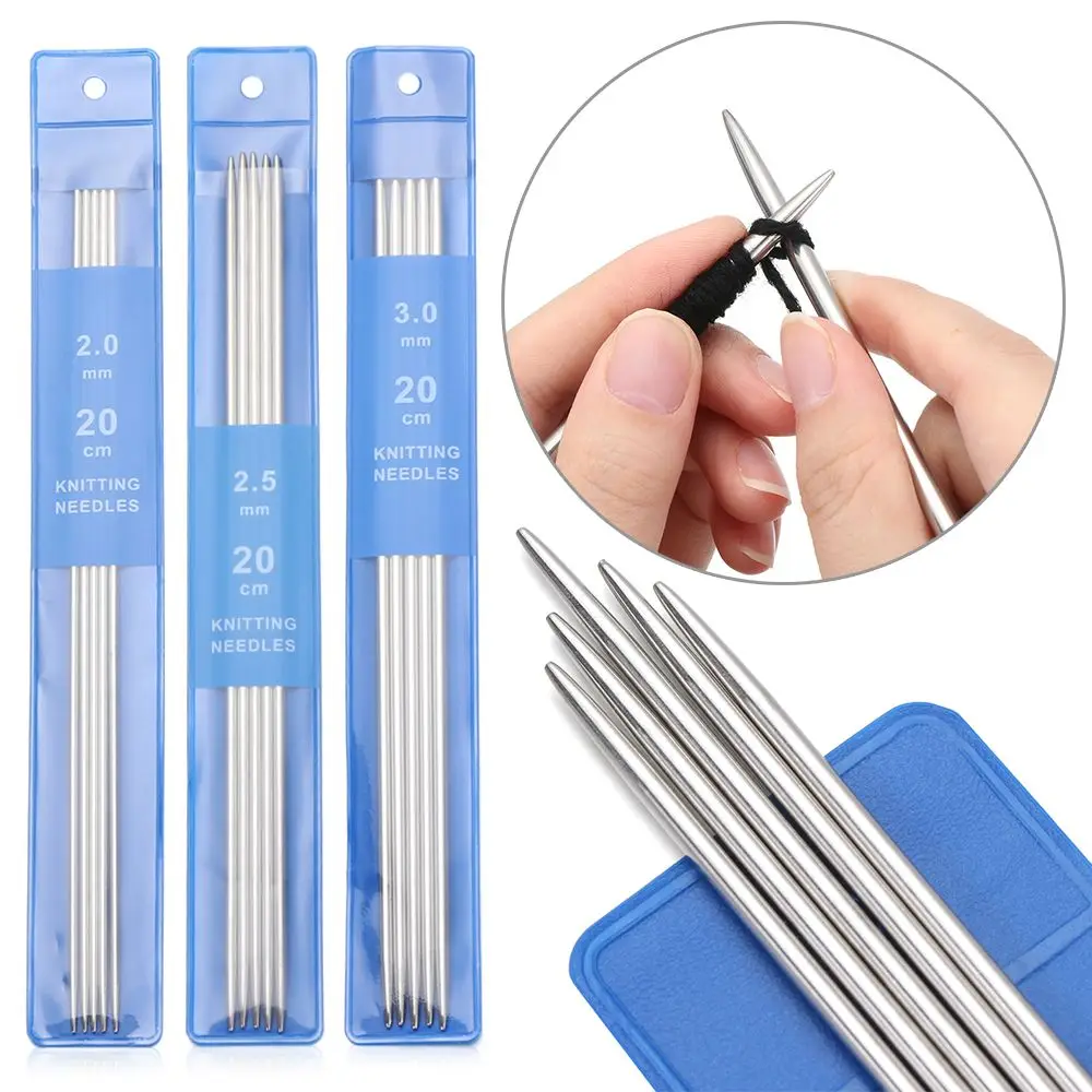 5Pcs Stainless Steel Straight Knitting Needles Crochet Hooks Metal Crochet DIY Sweater Weave Craft Set Knitting Tools Accessory