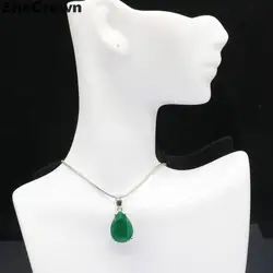 Buy 4 Get 1 Free 27x13mm Jewelry Set Drop Shape 18x13mm Real Green Emerald Gift For Sister Silver Pendant Earrings