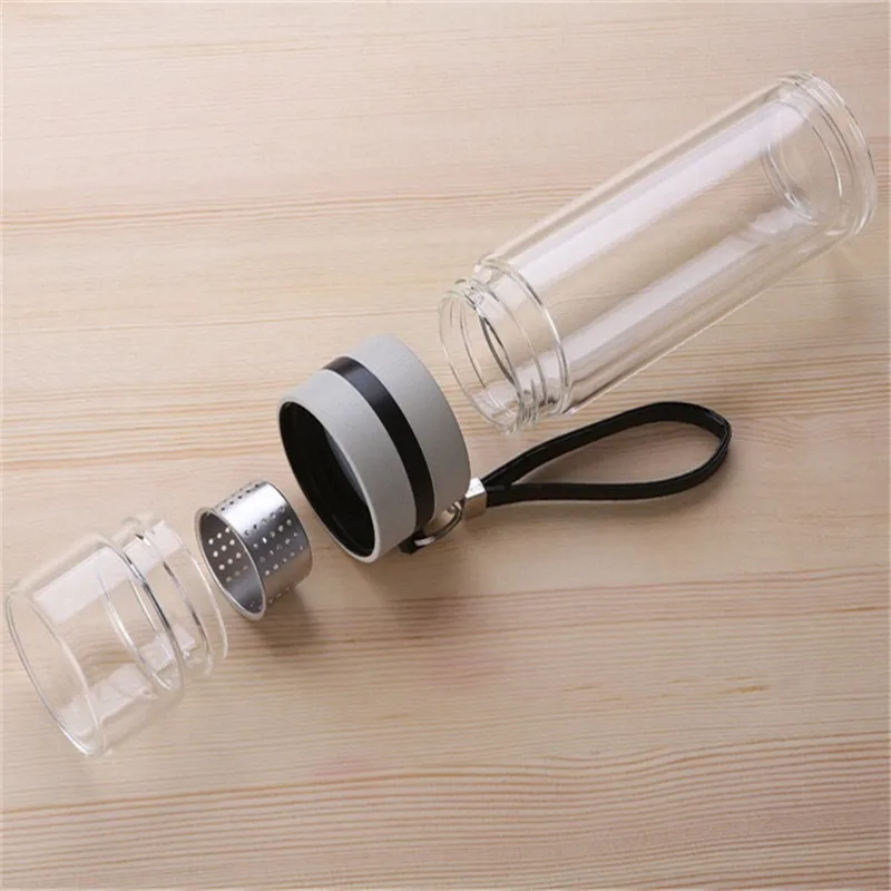 Travel Drinkware Portable Double Wall Glass Tea Bottle Tea Infuser Glass Tumbler Stainless Steel Filters The Tea Filter