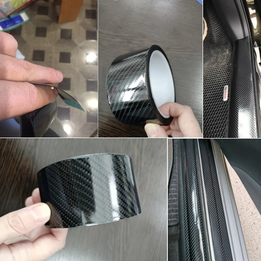 Carbon Fiber Self Adhesive Sticker Car Door Sill Protector Tape For Renault Duster 2021 Clio Megane Logan Laguna Sandero Scenic