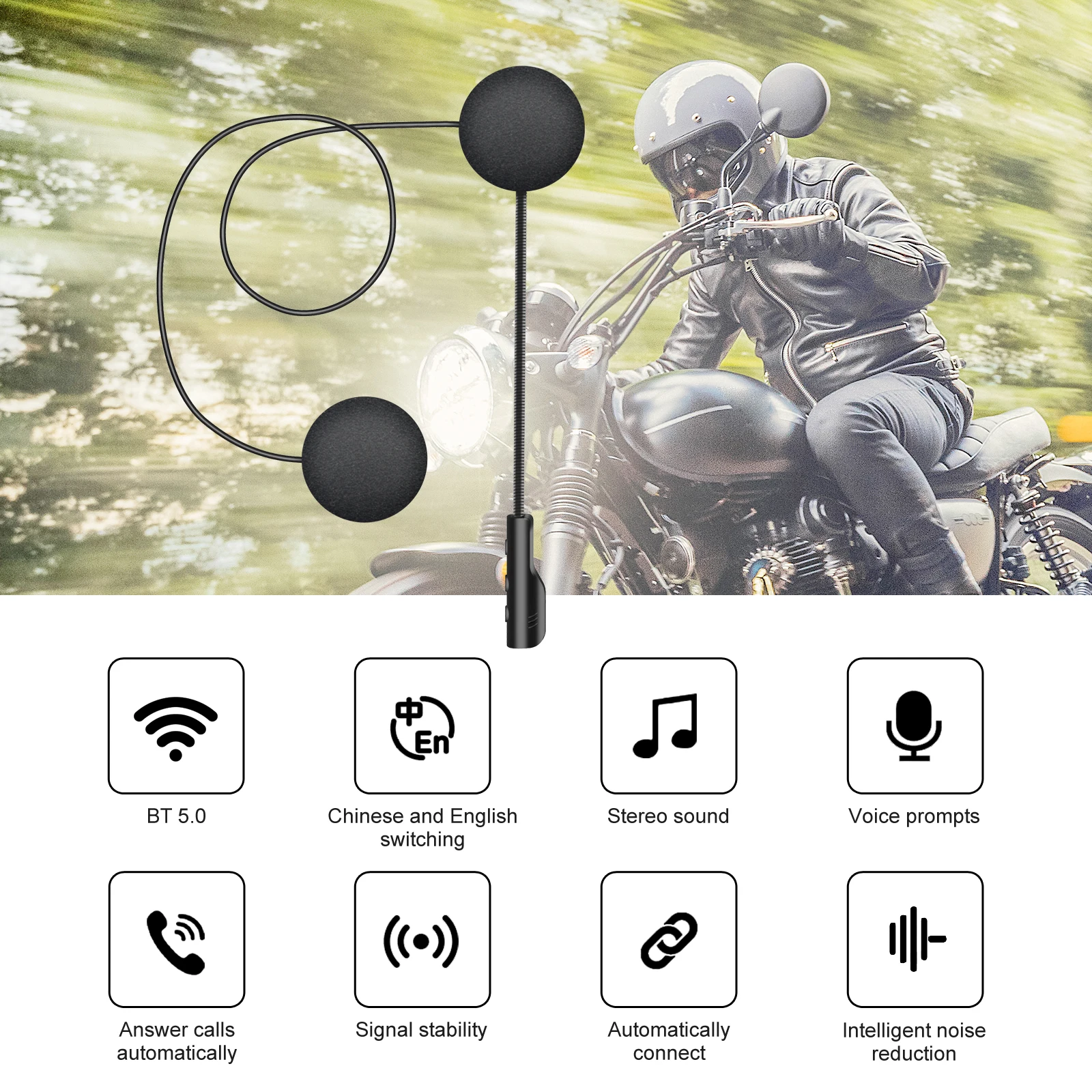 

Kebidumei Moto Helmet Headset Bluetooth 5.0 Ultra-Thin Motorcycle Earphones Wireless Speaker Headphone Handsfree Call Music Play