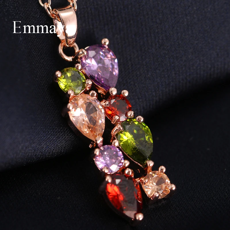 Emmaya Simple Style Double Row Zirconia Necklace For Female Fashion Decoration Bridal Party Colorful Jewelry Delicate Gift