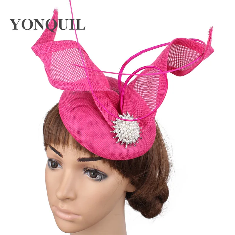 Frauen Frühling Licht Blau Fascinator Cocktail Hut Haarbänder Mesh Kopfstück Nachahmung Sinamay Mode Damen Elegante Zubehör – Detail 11