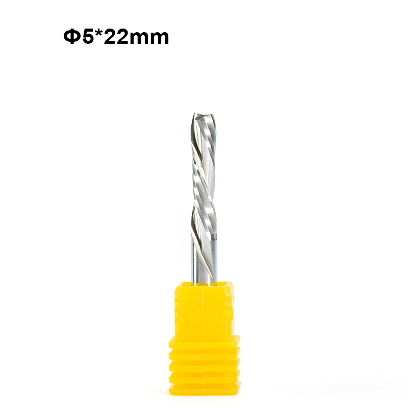 

5pcs 5x22mm Left Spiral milling cutter down cut two double Flutes router bit CNC end mill carbide woodworking milling cutter