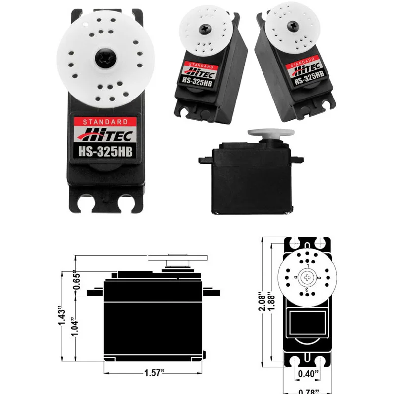 Hitec HS-325HB Plastic Gear Standard Servo 43g / 3.7kg / .15 sec for Rc Hobby