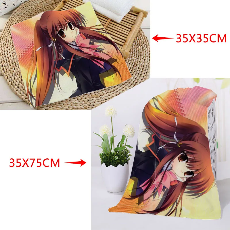 Little Busters! Towels Square rectangle Towels Size 35x35cm 35x75cm Microfiber Fabric Face Towel Custom logo