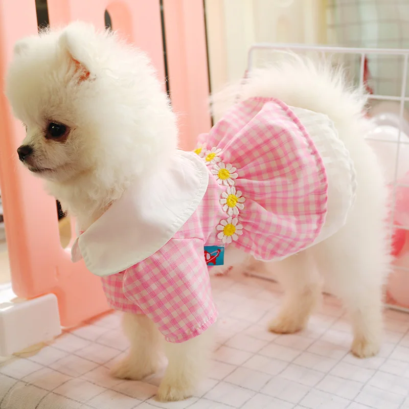 PETCIRCLE Pet Schnauzer Dog  Teddy Small Dog Spring Summer  Pomeranian Chihuahua Bichon Puppy Clothes Cute Flower Ladybug Dress