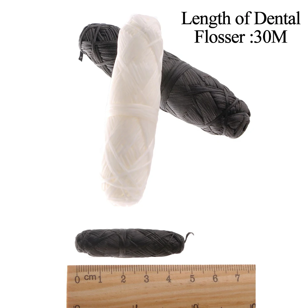 30m Eco-Friendly Dental Teeth Flosser Oral Hygiene Teeth Cleaning Mint Flavored Bamboo Floss Spool Toothpick Interdental Brush