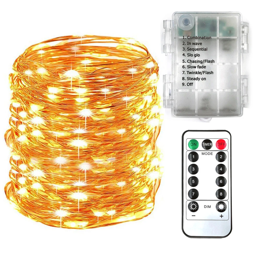 

Fairy Lights Battery Operated 50/100LED String Lights Remote Control Timer Twinkle String Lights