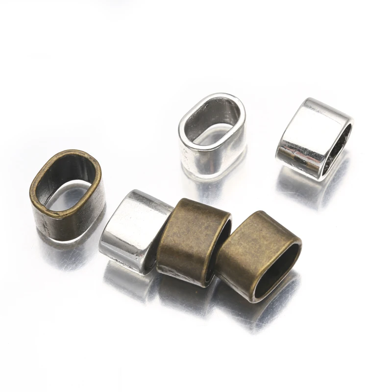 10Pcs/Lot Tibetan Silver Oval Tube Slider Spacers Hole 11x7mm DIY For Leather Cord Bracelet Necklace Jewelry Making Accessories