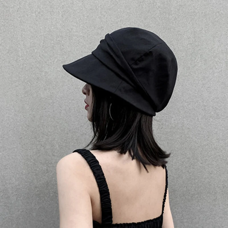 Summer Cotton Linen Women Beret Foldable Breathable Anti-UV Caps Female Casual Sun Hats Octagonal Sun Visor Painter Hat