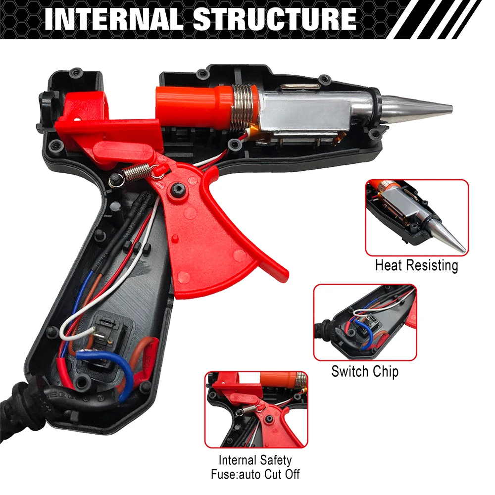 WISEUP 20W Glue Gun Industrial Mini Hot Melt Glue Guns Thermo Electric Heat Temperature Repair Tool DIY Fit 7*100MM Sticks