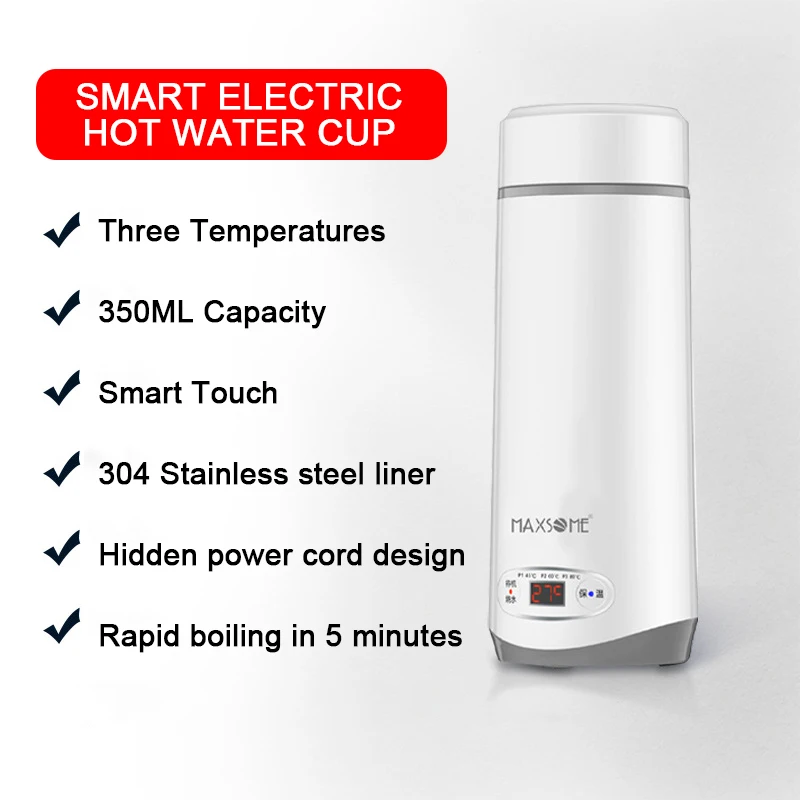 350/450ML Smart Thermos Bottle Portable Travel Electric Kettle Digital Display Temperature Smart Thermos Cup Stainless Steel