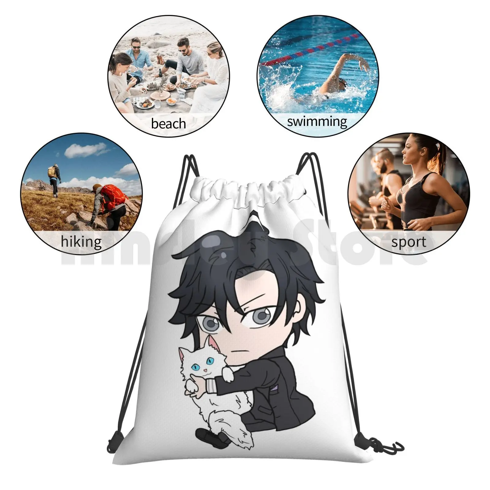 Jumin Chibi zaino borsa con coulisse equitazione arrampicata borsa da palestra giochi App mistic Messenger Jumin Han corea