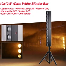10x12W COB Warm White Blinder Bar Light COB Amber LED High Power Professional Stage Lighting For Party Bar KTV DJ Disco