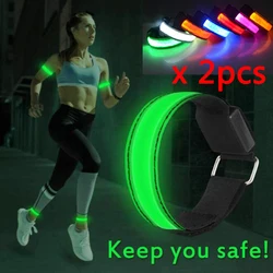 1/2pcs LED Night Running Armband Outdoor Cycling Jogging Arm Strap Bike Safety Light Reflective Belt Warning Wristband Led Belt