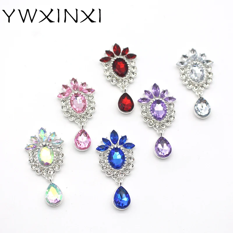 YWXINXI 10Pcs new exquisite and shiny alloy rhinestone flat brooch accessories, romantic wedding hair ornament decoration