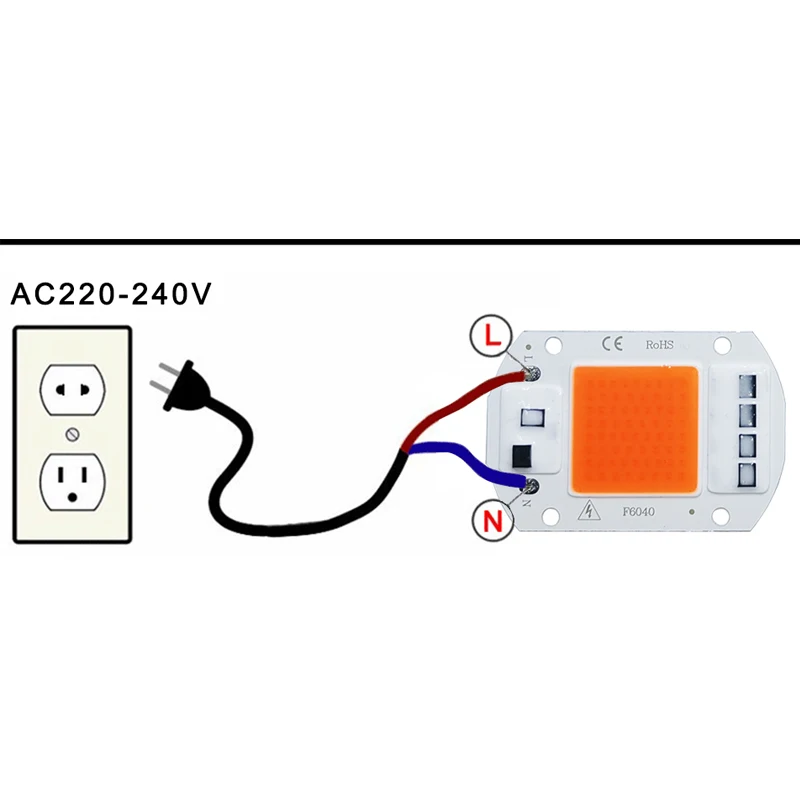 5 pces cob led chip phyto lâmpada de espectro completo ac 220v 10w 20w 30w 50w para plantio interior crescer e crescimento da flor iluminação