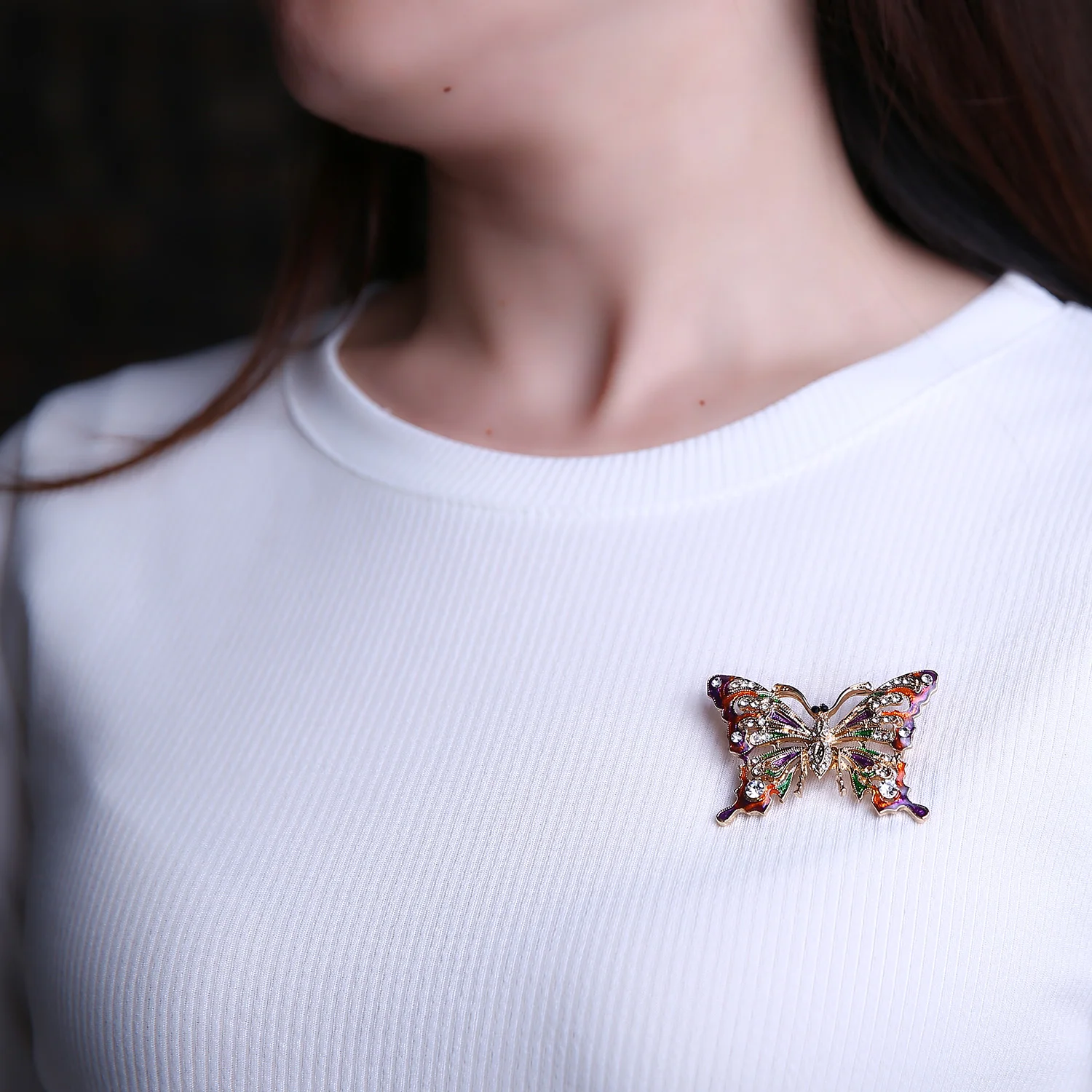 Rinhoo Vintage Schmetterling Flügel Brosche Elegante Tier Strass Imitation Perle Insekt Schmetterling Pin Abzeichen Hochzeit Partei Schmuck – Detail 29