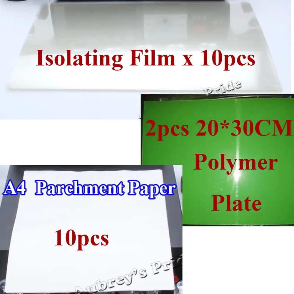 10Pcs A4 Parchment Paper +10 Isolating Film +2Pcs A4 Water Washable Plate Exposure UV Stamp Kit Selfinking Stamping