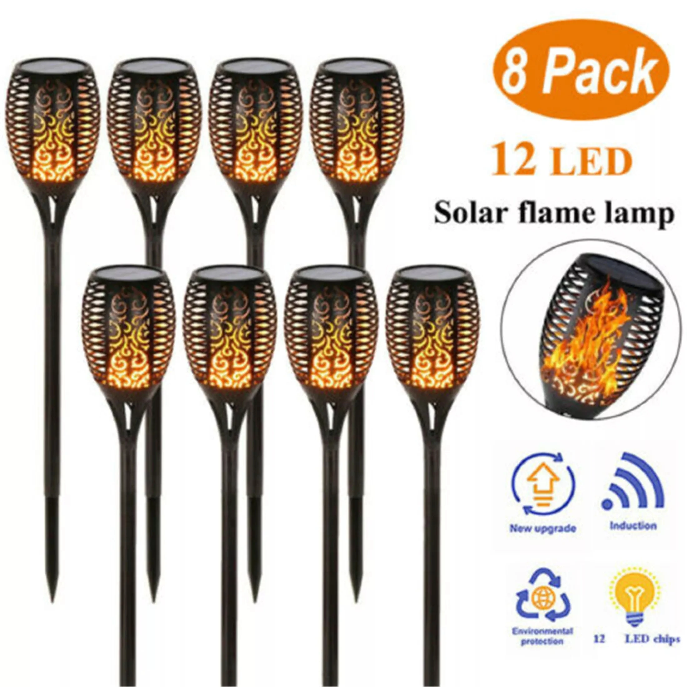 Outdoor LED Solar Torch Lights, Waterproof Flickering Flames Lights, Decoração de paisagem Lanternas Crepúsculo para Amanhecer Aut