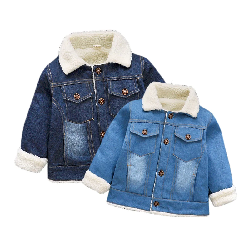 DIIMUU Plush Baby Boys Jacket Girls Coat Clothing Winter Kids Children Warm Outerwear Denim Coats Toddler Boy Girl Tops Clothes