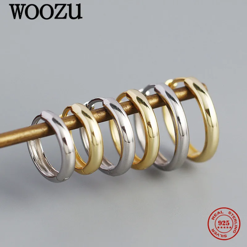 

WOOZU 925 Sterling Silver French Punk Wide Round Ear Buckle For Women Bohemia Hip Hop Rock Unisex Ear Hoop Earrings Jewelry Gift