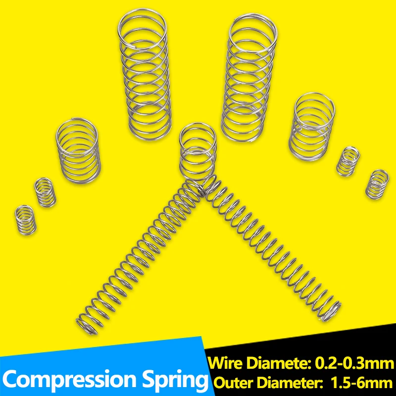 Stainless Steel Compression Spring Wire Diameter 0.2mm 0.3mm  0.4mm 304 SUS Shock Absorbing Pressure Return Compressed Springs