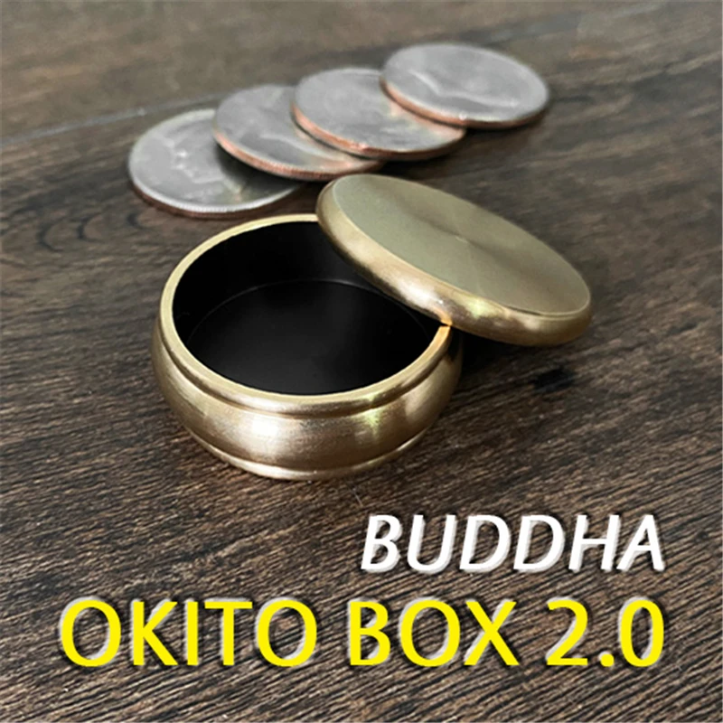 

Buddha Okito Box 2.0 + Half Dollar Shell Magic Tricks Stage Close Up Magia Coin Appear Penetrate Magie Illusion Gimmick Props