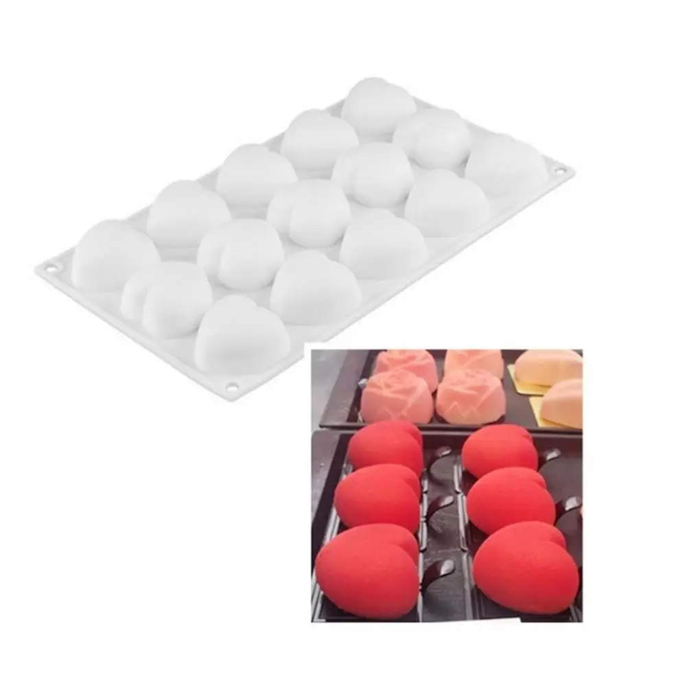 15 Grids Mousse Mould 3D Heart Shape Silicone Dessert Baking Mold Cake Tools Decoration Supplies