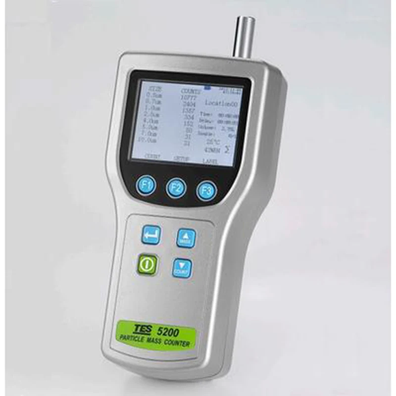 TES-5200 Particle Mass Counter In a Single Handheld Unit ,Flow Rate  2.83L /Minute (0.1CF/ Minute ),SD Storage Device.