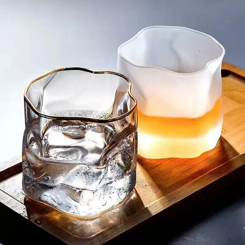 Japanese Beer Whiskey Glass Crystal Glass Cup Shaped Cup Twisted Cup Ins Wind Creative Wholesale Drinkware 250ml