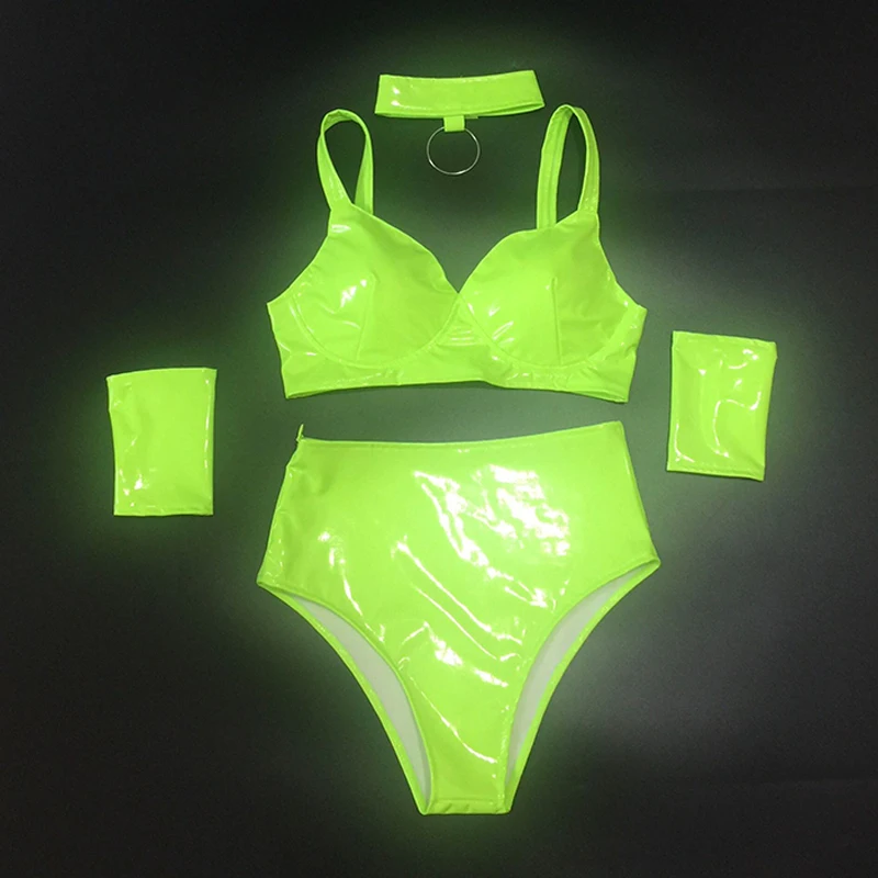 

Nigtclub Bar Pub Dj Costume Silver Bikini Women Pole Dance Clothing High Waist Shorts Gogo Lead Dancer Stage Show Outfit VDB3182