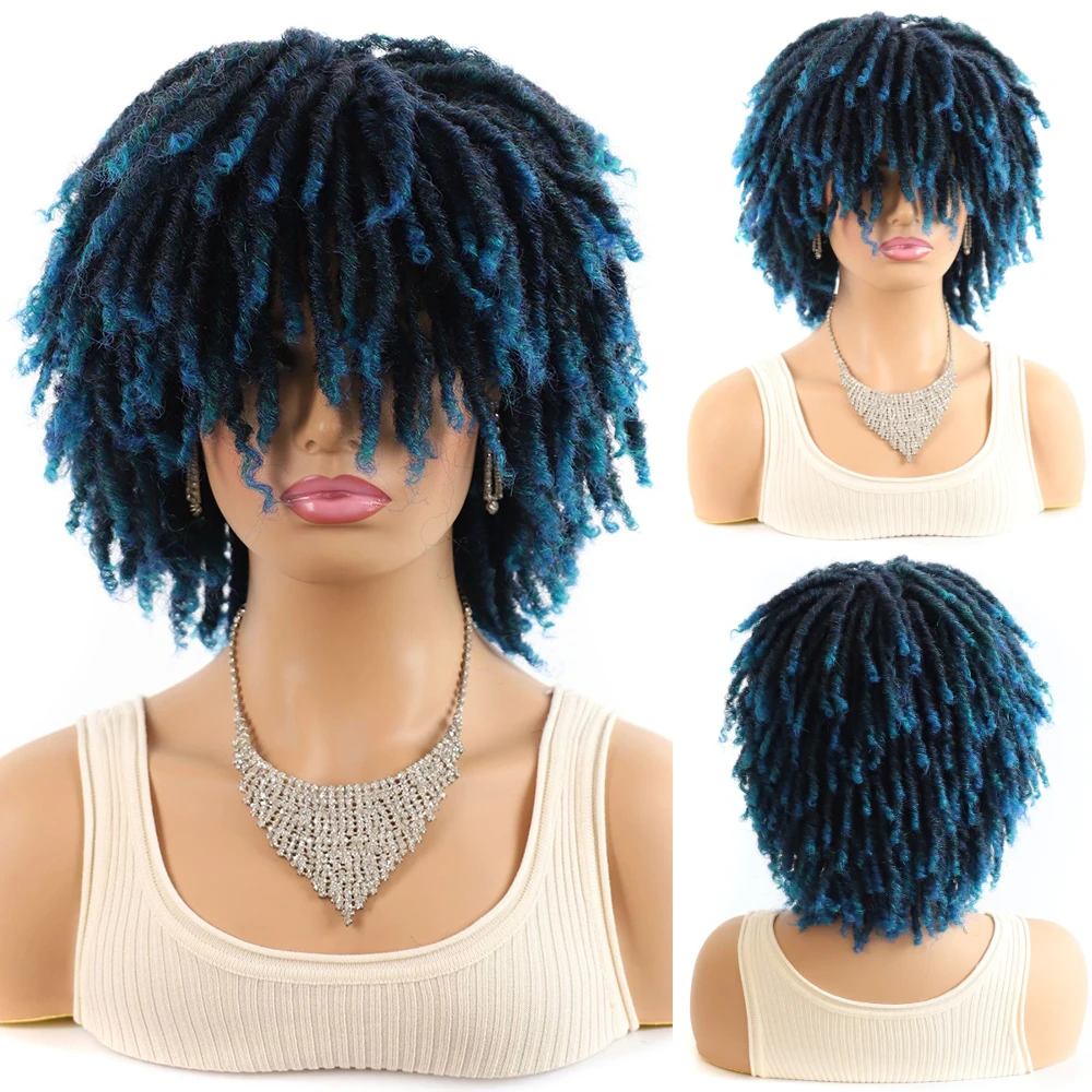 Msiparrucche donna Dreadlock ricci Faux Locs parrucca torsione corta copricapo a tubo cavo Afro africano