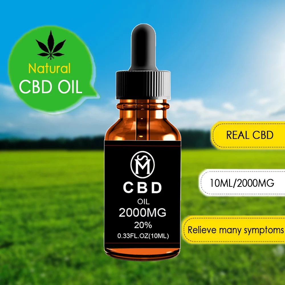 

2000MG Ultra Purity CBD Inside of 10ML Hemp Essential Oil Extract drop for sleep well and reduce stress relief chronicpain quick