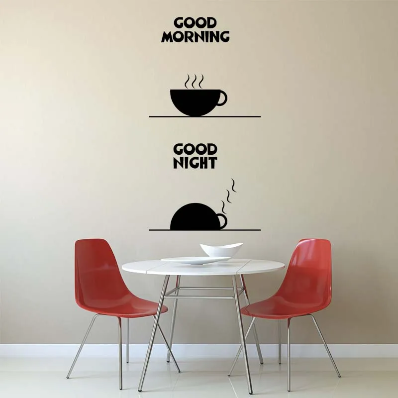 Creative Coffee Shop Sign Good Morning Night Best Coffee Sign Mug Logo Cafe Decor Highest Quality Wall Cup Decal Sticker Vinyl