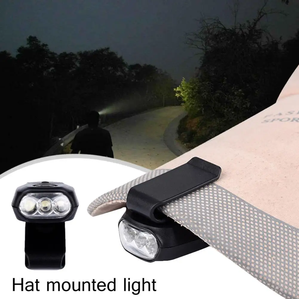 3LED Outdoor Sport Hat Portable Head Lighting Lamp Baseball Cap Lamp Hat Clip Light Headlamp For Camping Fishing Hiking