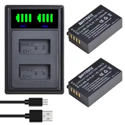 Batmax EN-EL20 EL20 Battery+LED Dual Charger with Type C Port For Nikon EN-EL20a Coolpix P1000 P950 Nikon1 J1, J2, J3 Nikon1 AW1