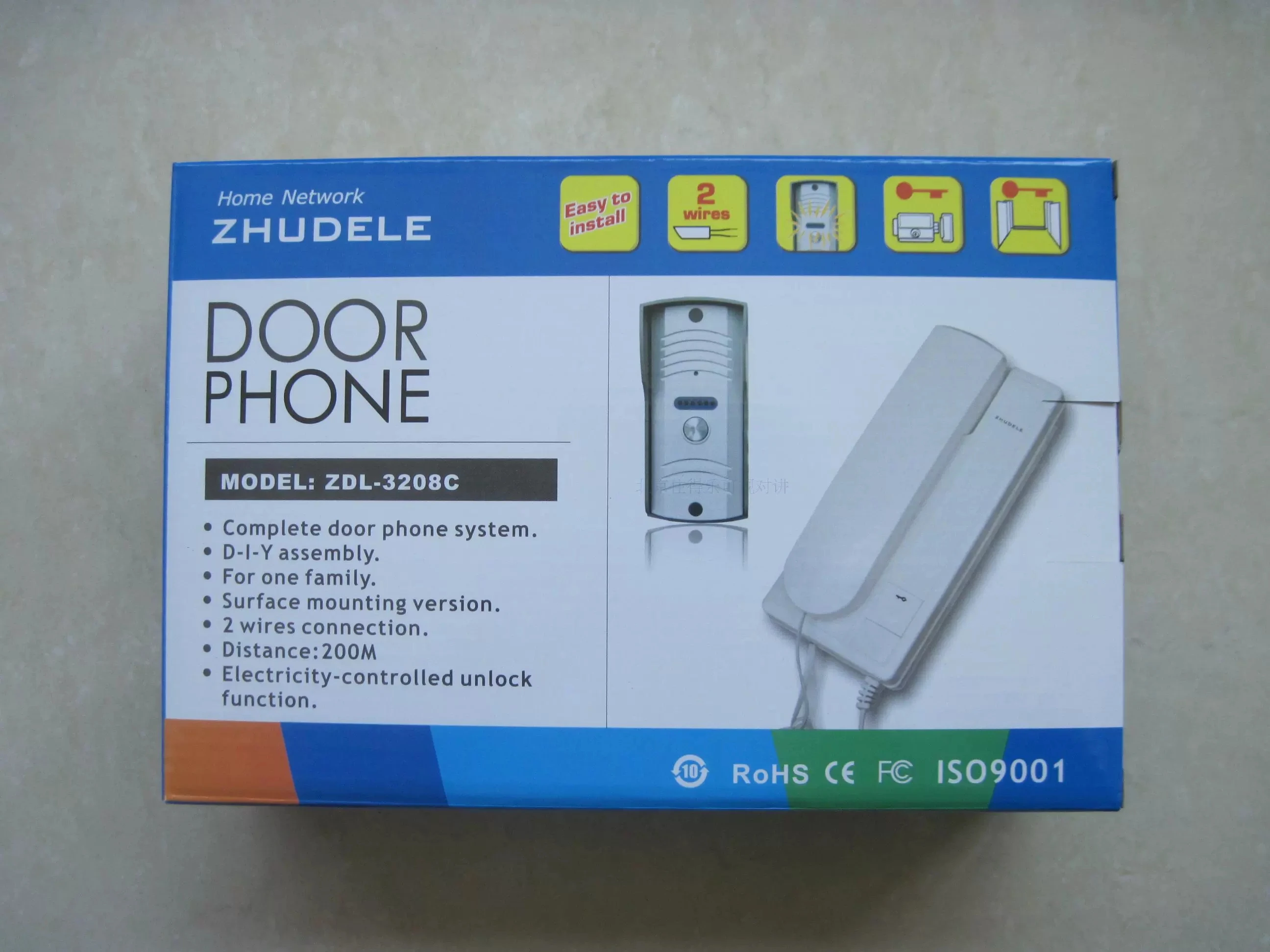 ZDL-3208C New arrival home security intercom system 2-WIRE New audio door phone  ,unlock function