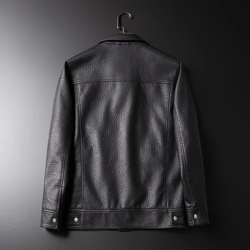 Men Plus Size Motorcycle PU Jacket Rock & Roll Casual Leather Coat Mens Autumn Turn-down Collar Diagonal Zipper jackets