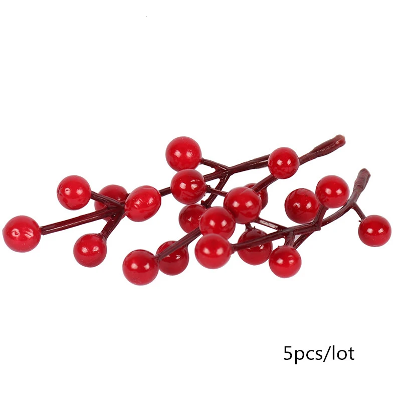 5/10/12Pcs Mini Künstliche Blume Obst Staubblätter Kirsche Weihnachten Kunststoff Perle Beeren für Hochzeit DIY Geschenk box Dekoriert Kranz – Detail 15