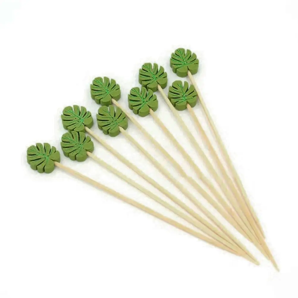 100PCS Disposable Bamboo Skewers Set Fruit Sticks Grill Skewers Dessert Food Toothpicks Picnic Kitchenware Household