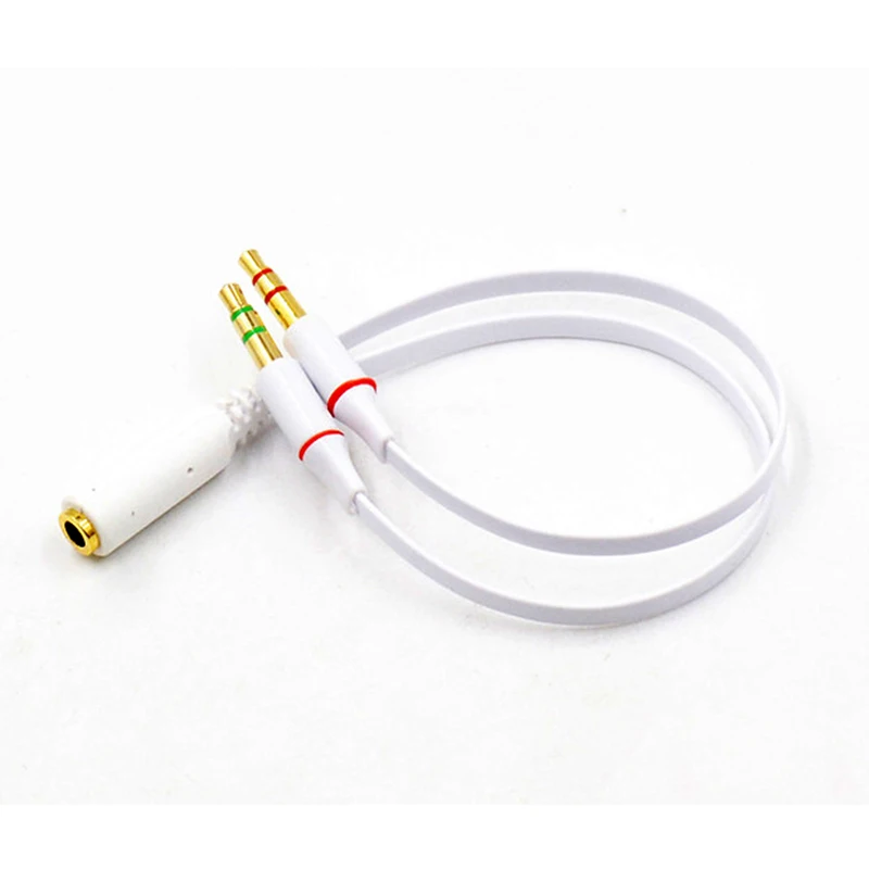 3.5mm Female To 2 Male 3.5mm Mic Audio Y Splitter Cable Headset To PC Adapter AUX Cable