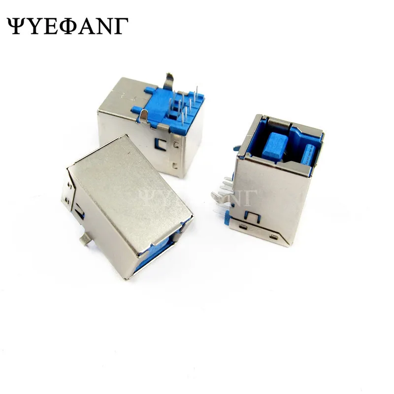 

5pcs 3.0 USB Female Connector 90 Degree Blue Plastic Shell Square Mouth Usb B Female Inline Printer Socket