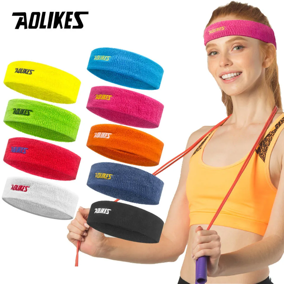 AOLIKES High Quality Cotton Sweat Headband For Men Sweatband women Yoga Hair Bands Head Sweat Bands Volleyball Tennis