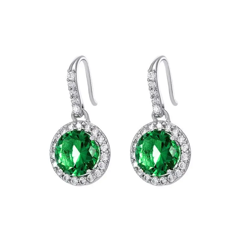 MxGxFam Green Zircon Charms Drop Earrings For Women Jewelry White Gold Plated AAA+ CZ