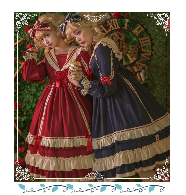 Palace prinzessin süße lolita kleid vintage sailor kragen laterne hülse hohe taille viktorianischen kleid kawaii mädchen gothic lolita op